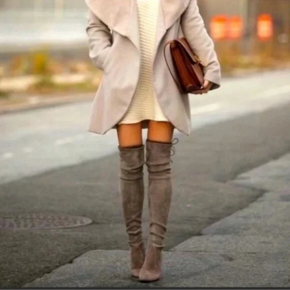 Marc Fisher‎ Over the Knee Boots Suede Taupe Size 8M